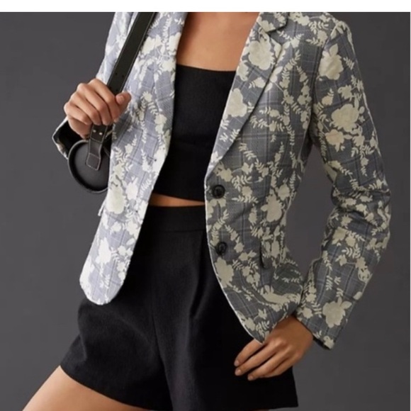 Anthropologie Hutch Blazer Navy Floral Size Large style 5103 - Picture 9 of 9